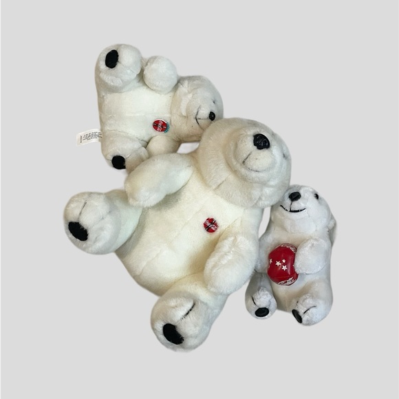 VTG 90s Coca Cola white polar bears stuffed animals - Picture 9 of 12